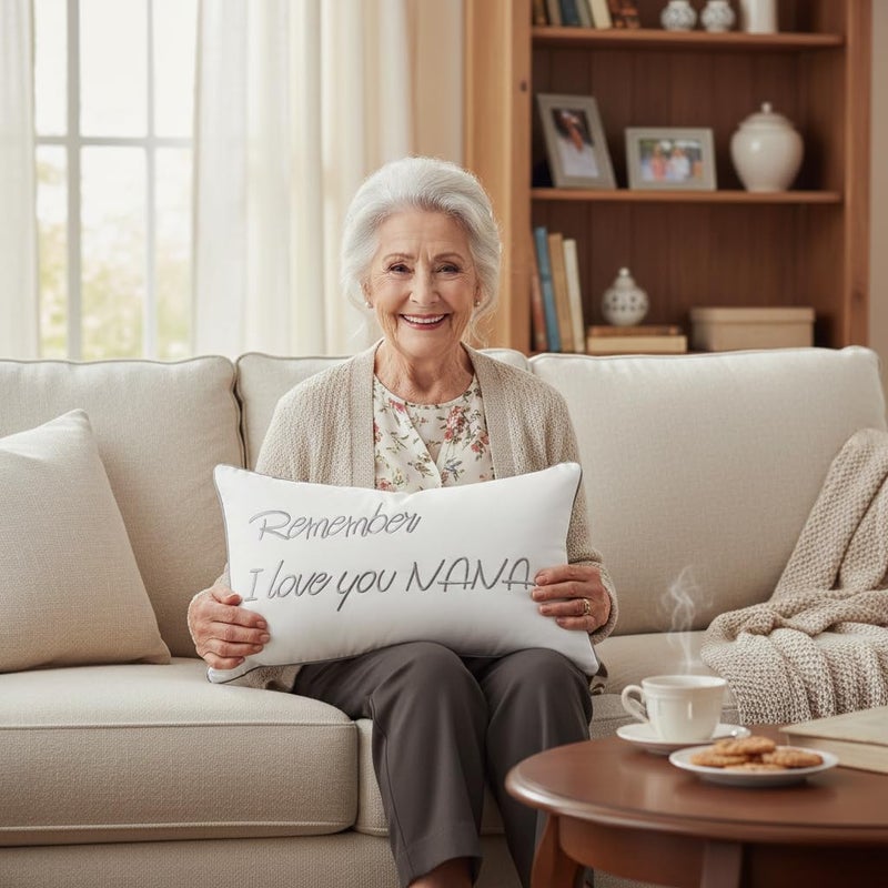 Sanmetex Nana Gifts for Christmas Thanksgiving Day, Nana Birthday Gifts, Best Gifts from Grandkids/Grandchildern - Grandson and Granddaughter with Remember I Love You Nana Pillow Cover 12x20 Inch. - Image 3